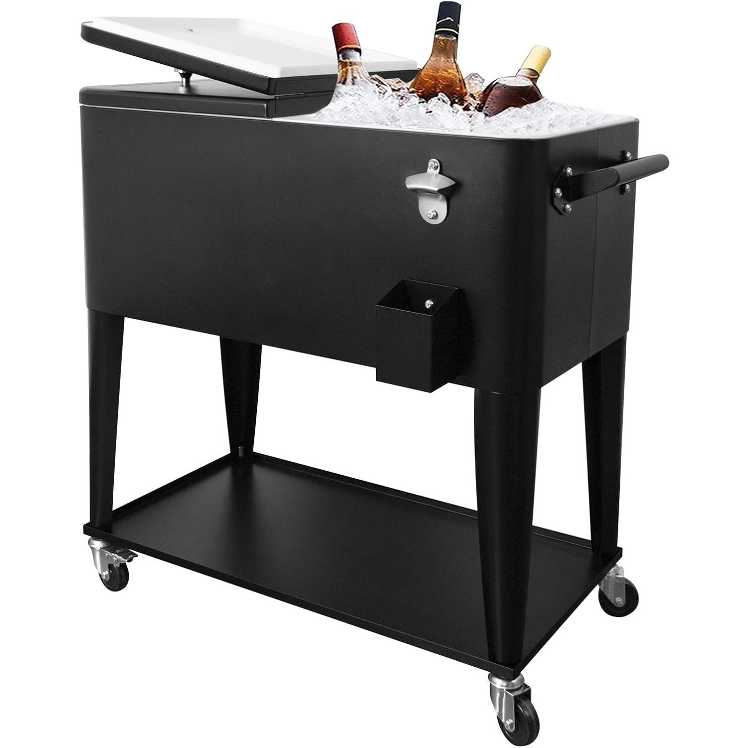 Nattork Portable Rolling Cooler Cart 80 Quart Ice Chest Trolley Outdoor Beverage
