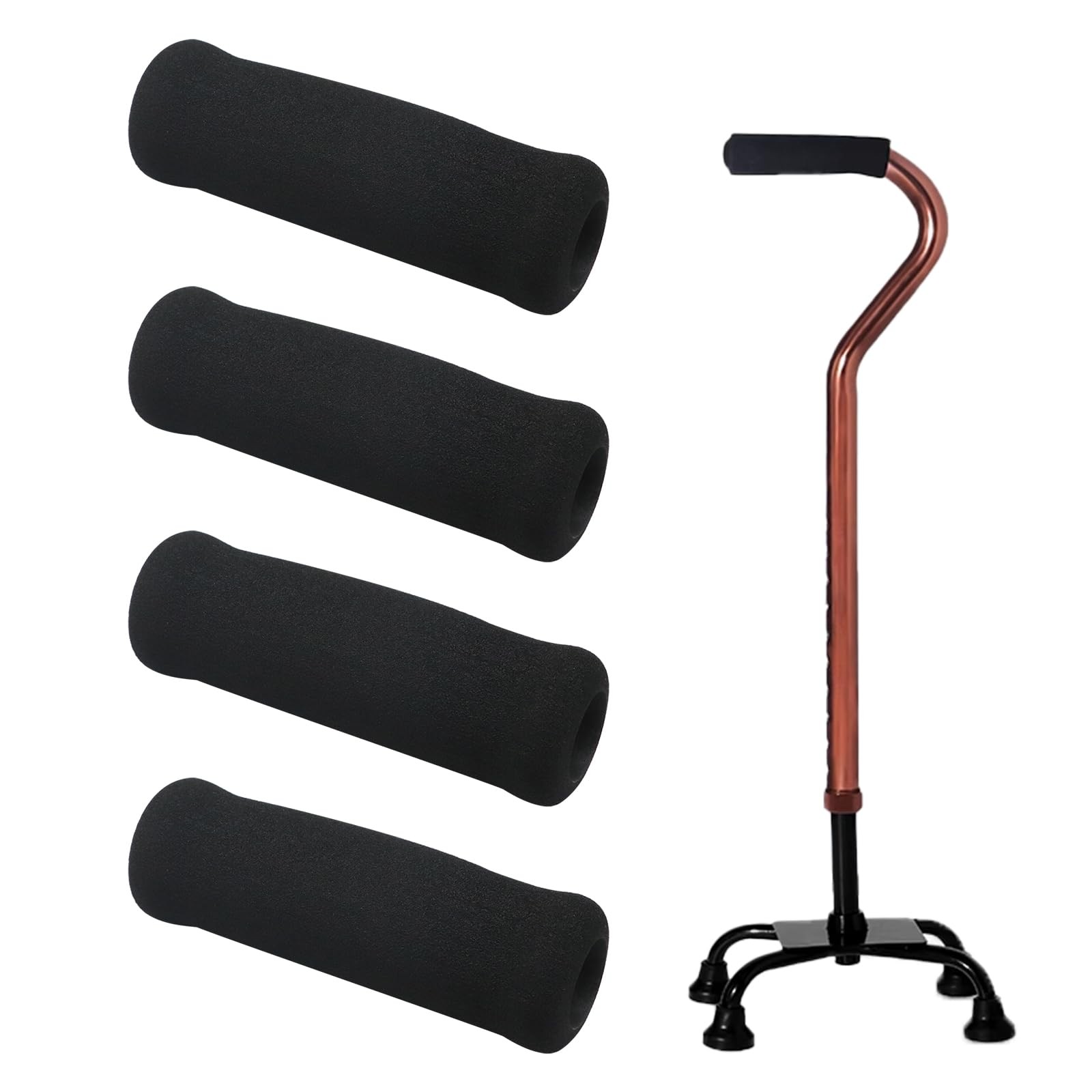 4Pcs Walking Cane Hand Grips - Black Foam Replacement for Offset 0.98,