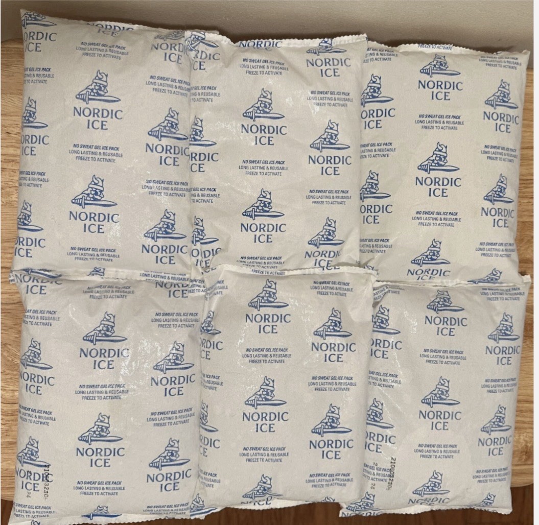 NORDIC ICE GEL FREEZER PACK 8” X 5” (LONG LASTING, NO SWEAT, REUSABLE) - 6 PACK