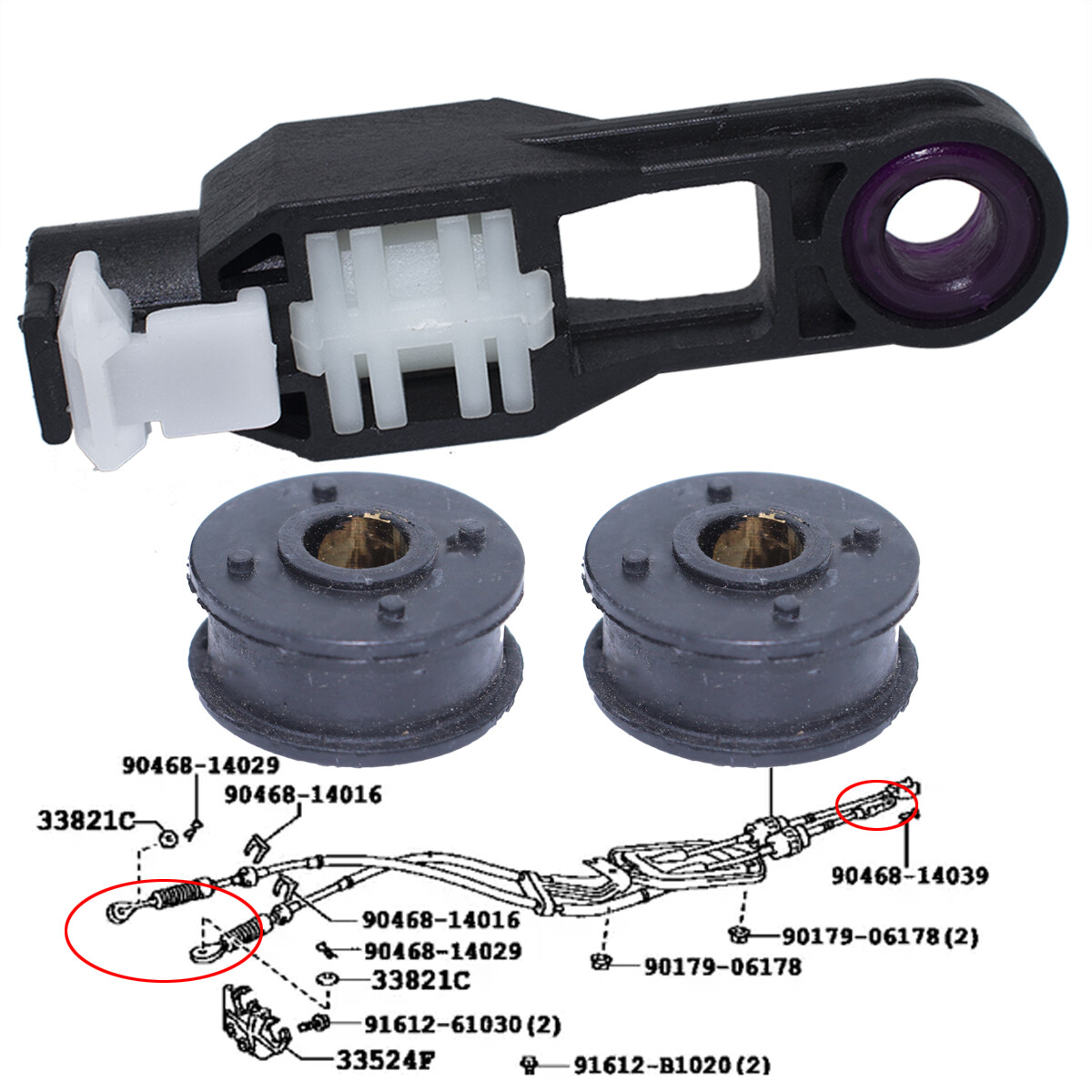 Transmission Control Cable Assy For Toyota Yaris 33820-52440 Shift Linkage End