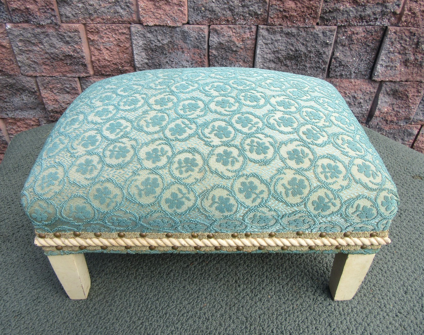 Vintage 1940s Mid Century Hollywood Regency Foot Stool Ottoman Furniture Decor
