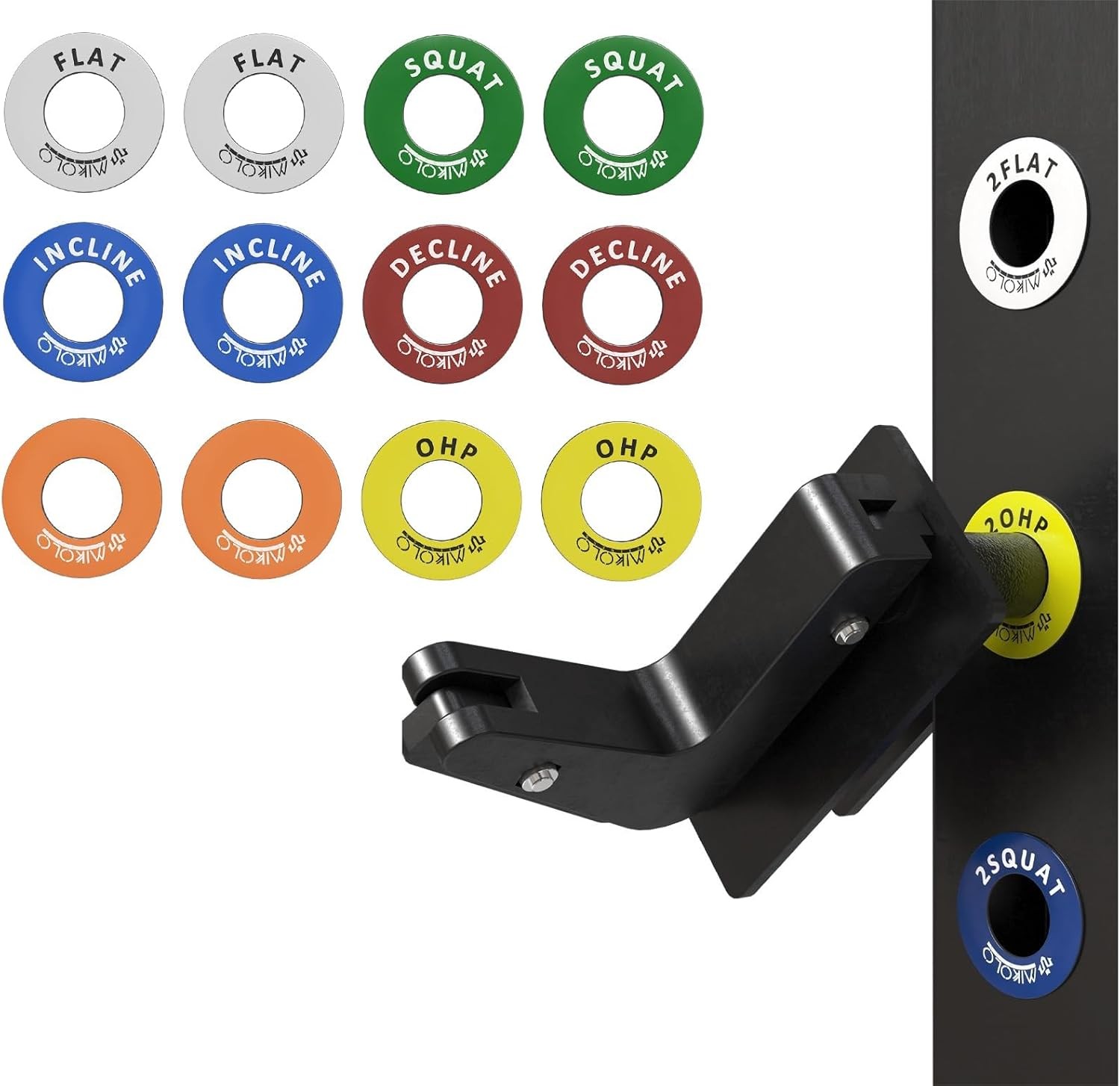 Squat Rack Magnetic Position Markers - Power Cage Attachment, for J-Hooks and