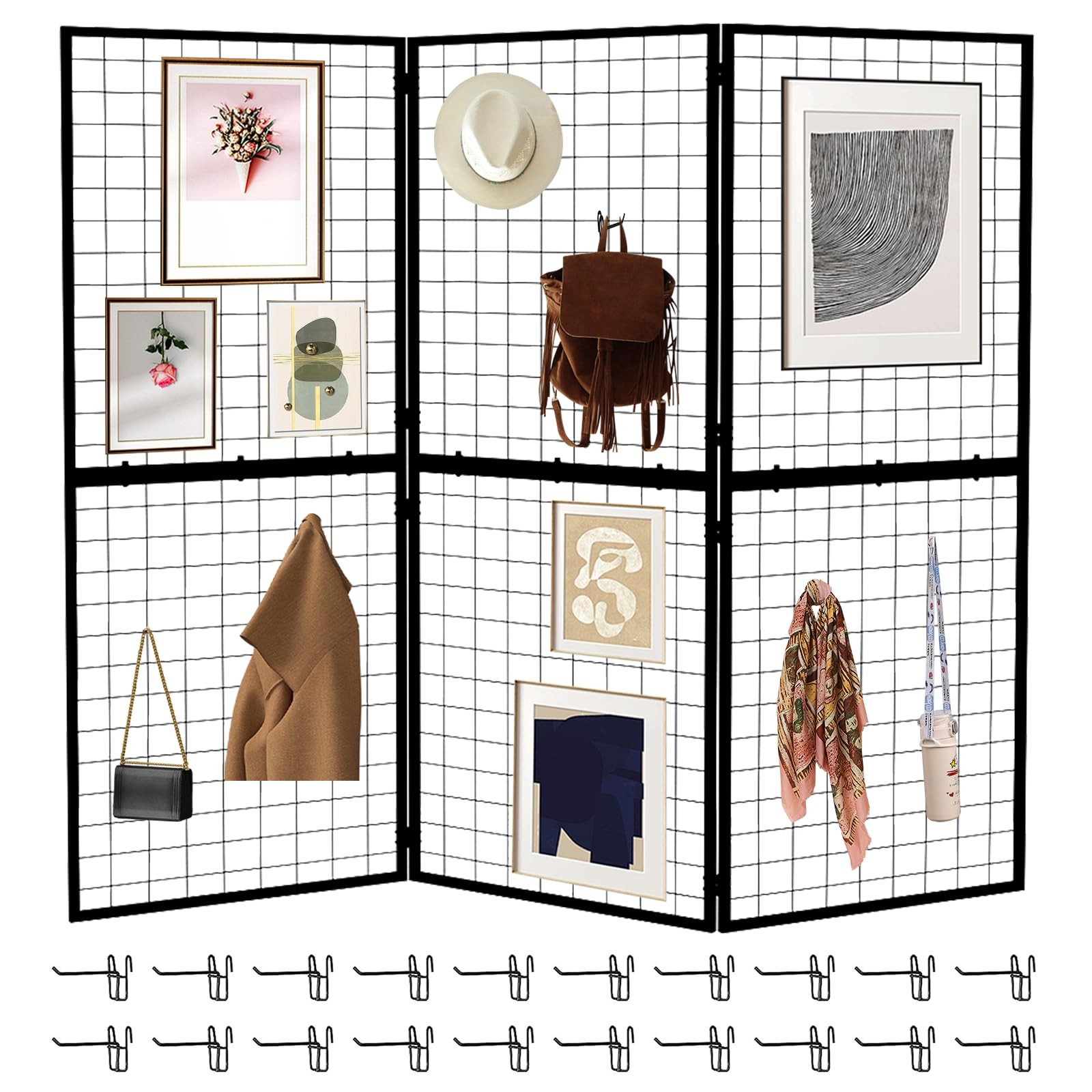 Foldable Gridwall Display Panel - 2x5 Ft Heavy Duty Z Unit Wire Grid Wall Pan...