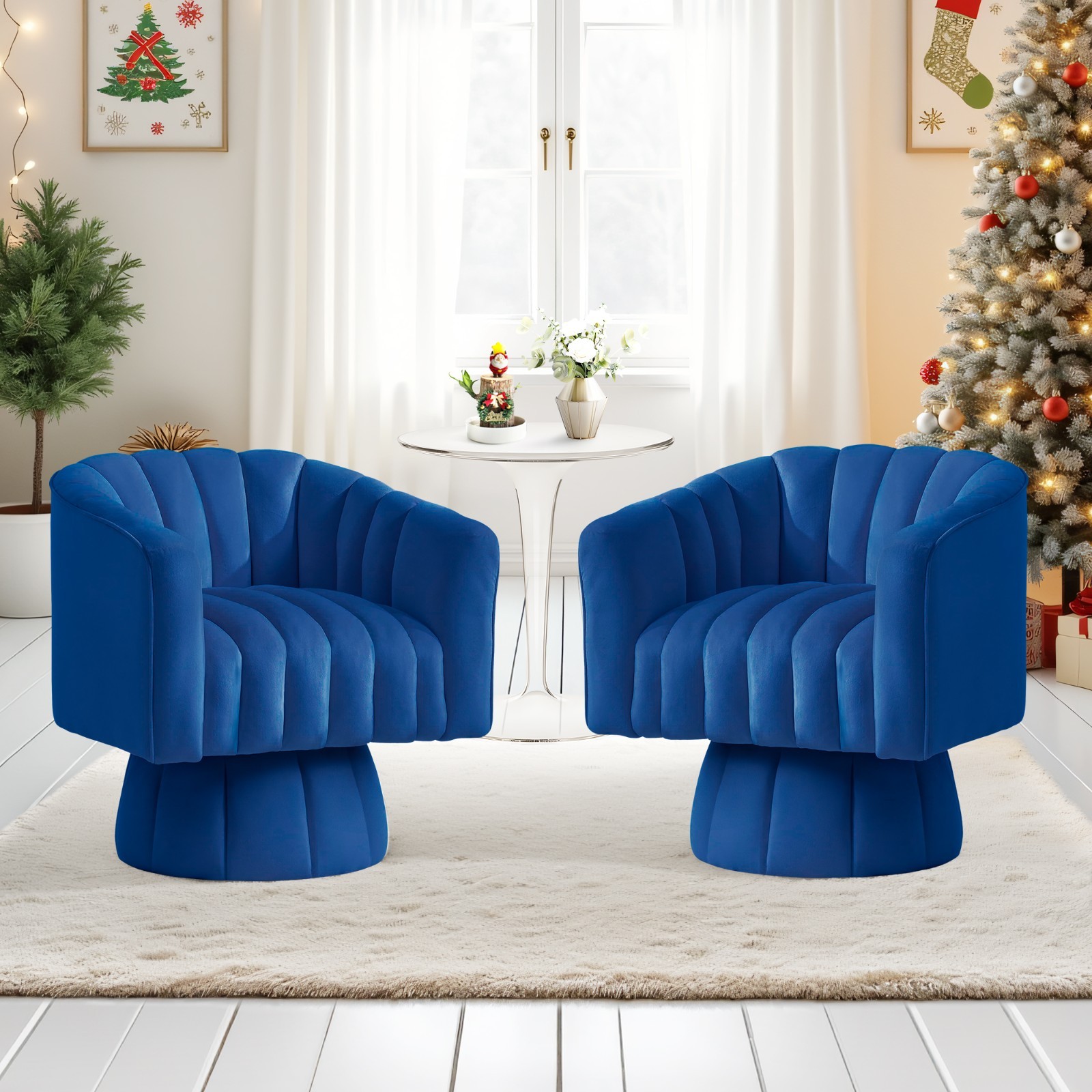 Korser 360° Swivel Accent Chair with Velvet Upholstered Swivel Barrel Chairs