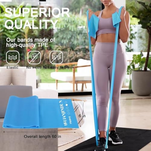 5 Pcs Professional Resistance Bands. Latex-Free, Pilates Band, 5 Colour Set