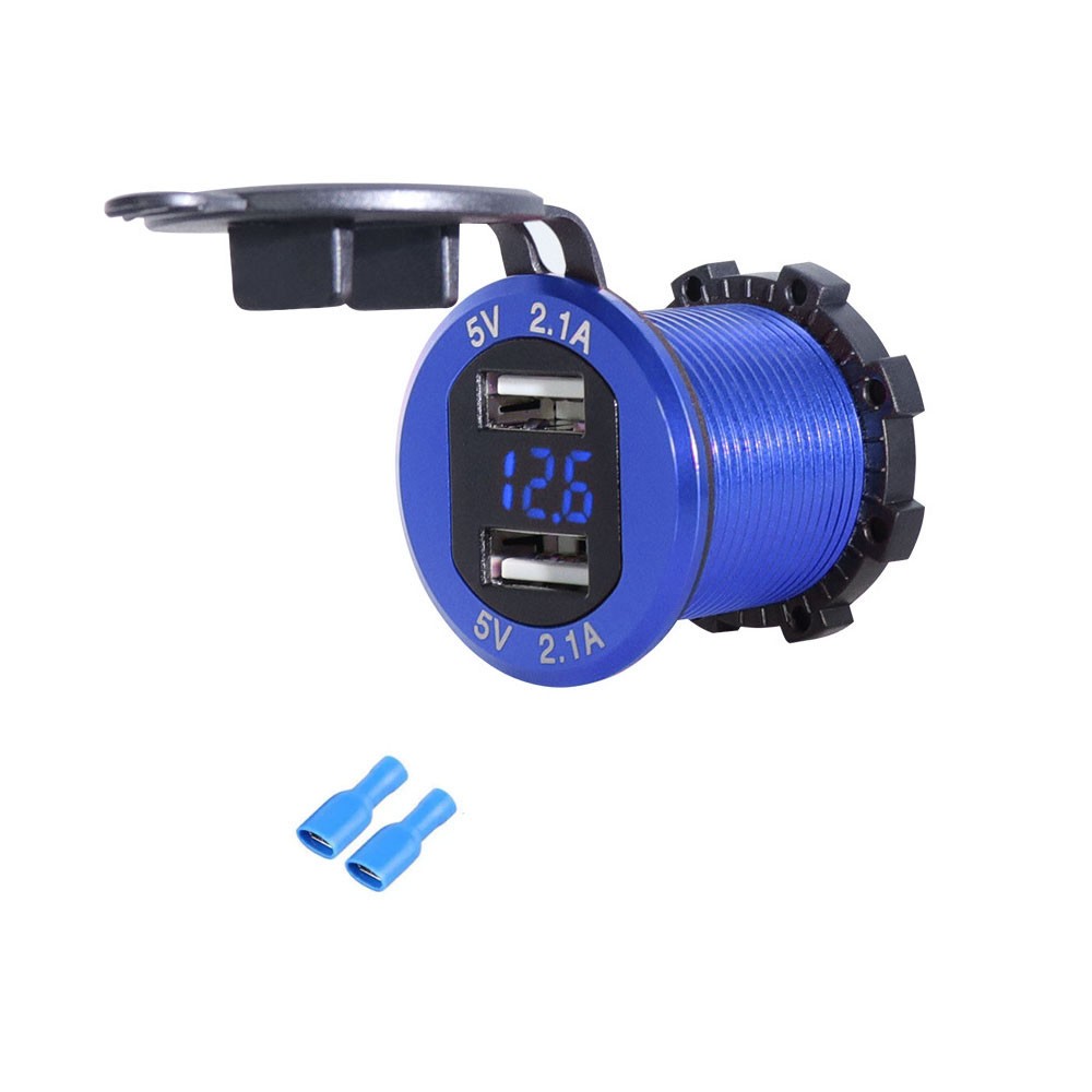 Dual USB 4.2A Car Cigarette Lighter Socket Charger Outlet Power Adapter 12-24V