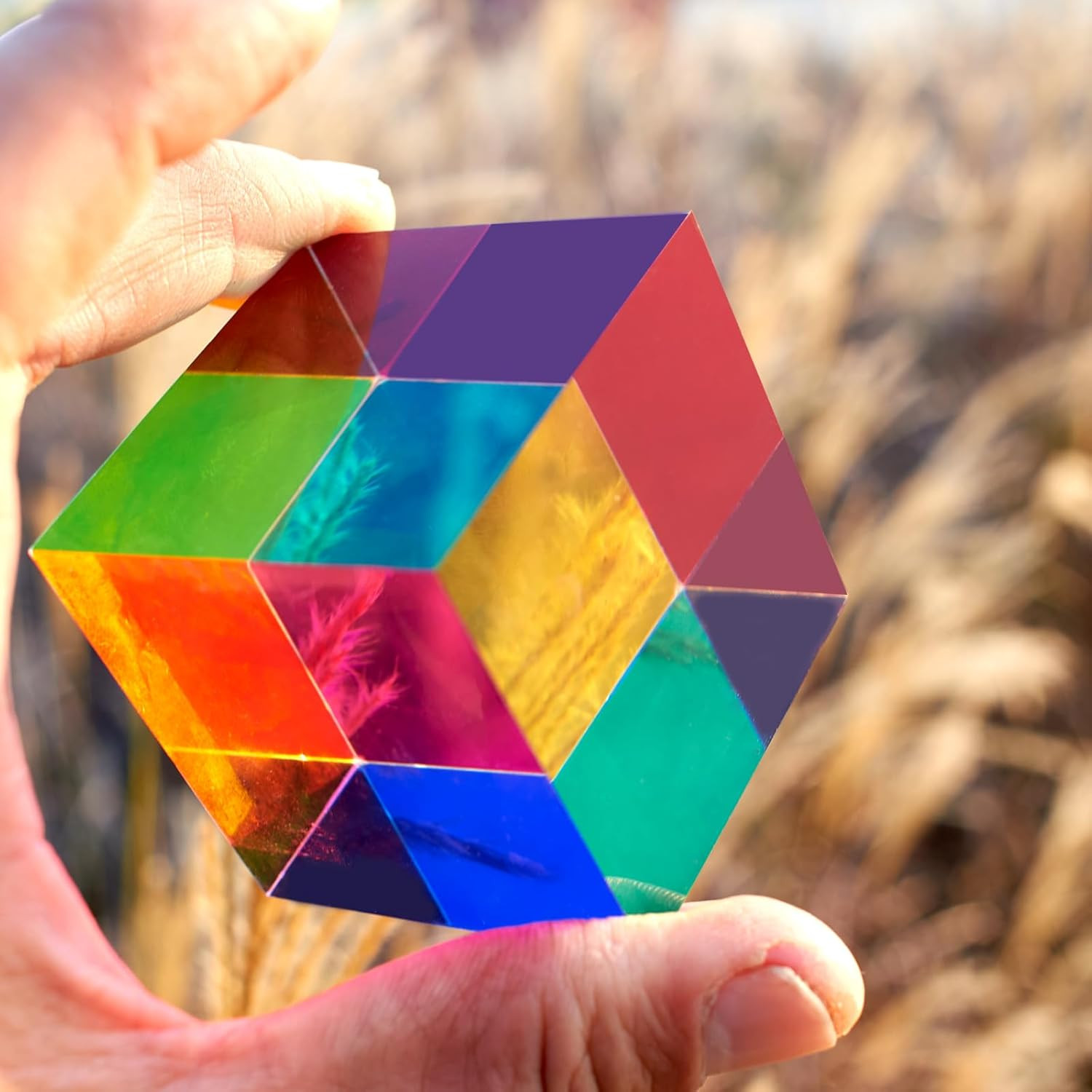 CMY Color Cube, 2.0 Inch (50Mm) Acrylic Mixing Color Cube Prism for Physics Educ