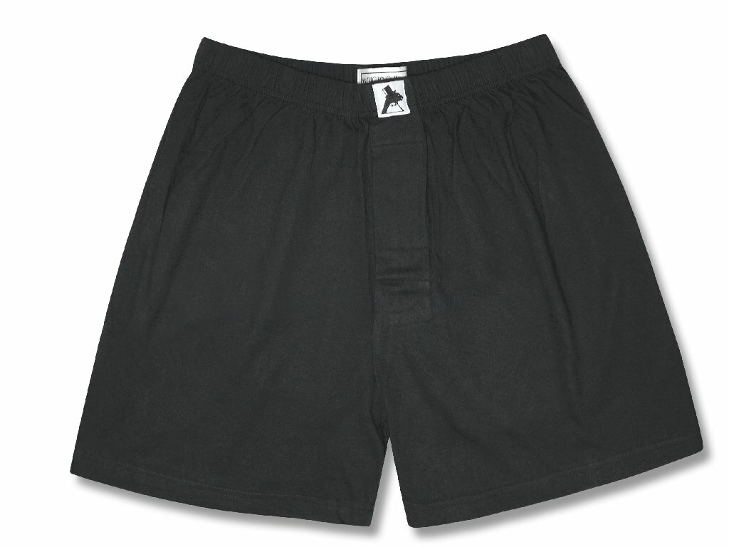 Biagio Mens Solid BLACK Color BOXER 100% Knit Cotton Shorts