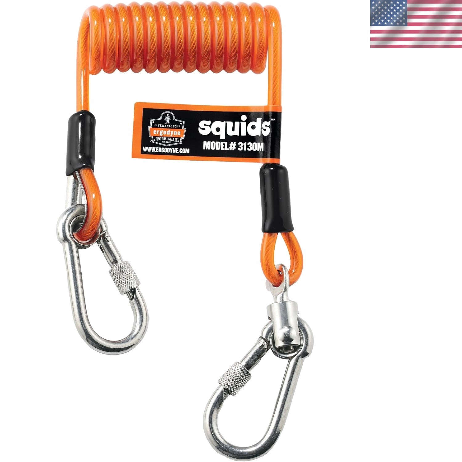 Durable Coiled Cable Lanyard with Locking Carabiners - Perfect for Watercraft