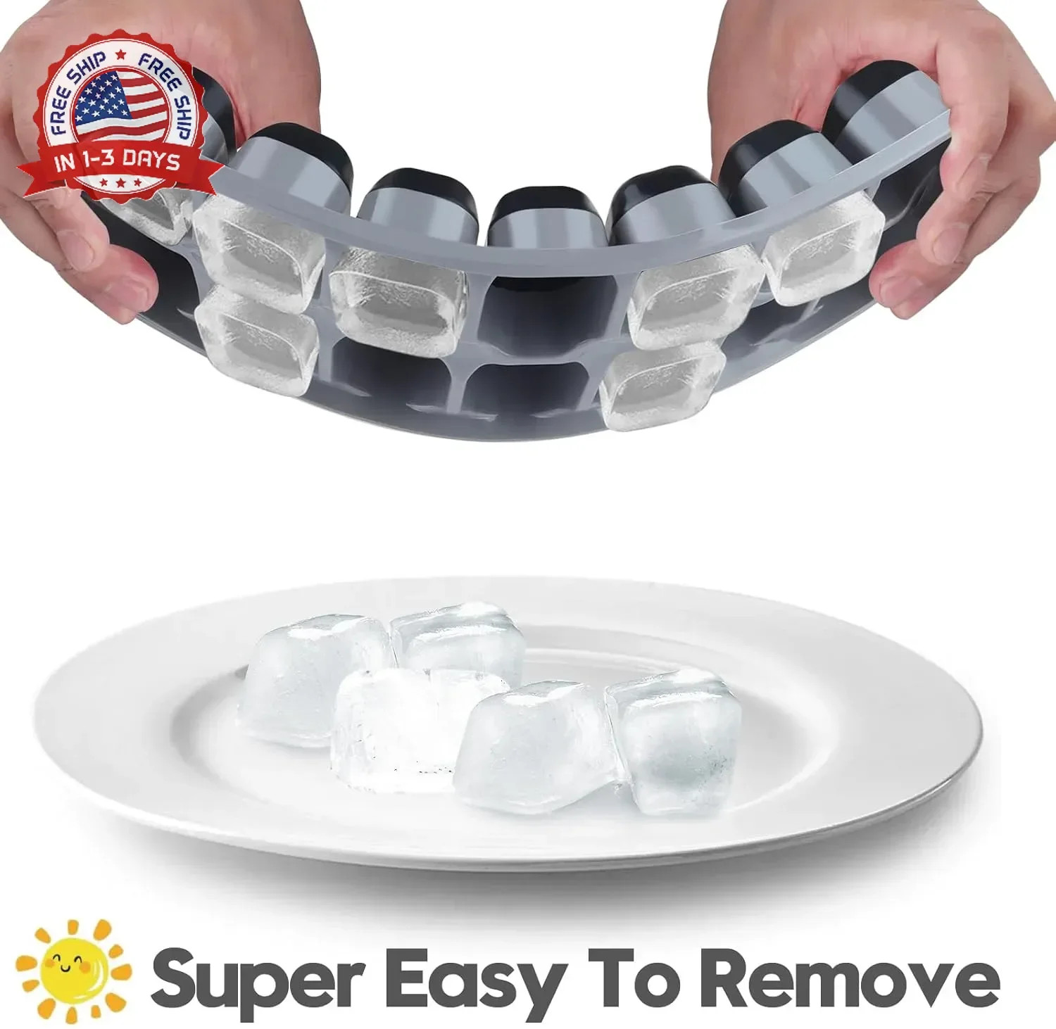 Ice Cube Tray 4 Pack, Easy-Release & Flexible 56 pcs Silicone Ice Cube Trays wit