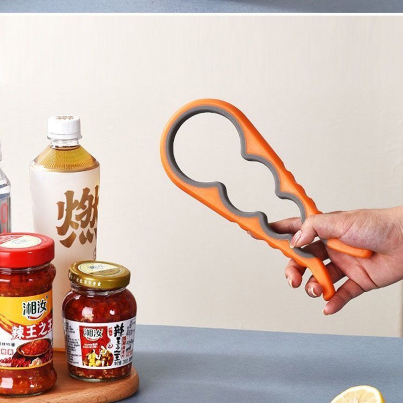 4 In 1 Jar Opener Rubber Quick Lid Bottle Cap Grip Twister Remover Kitchen Tool