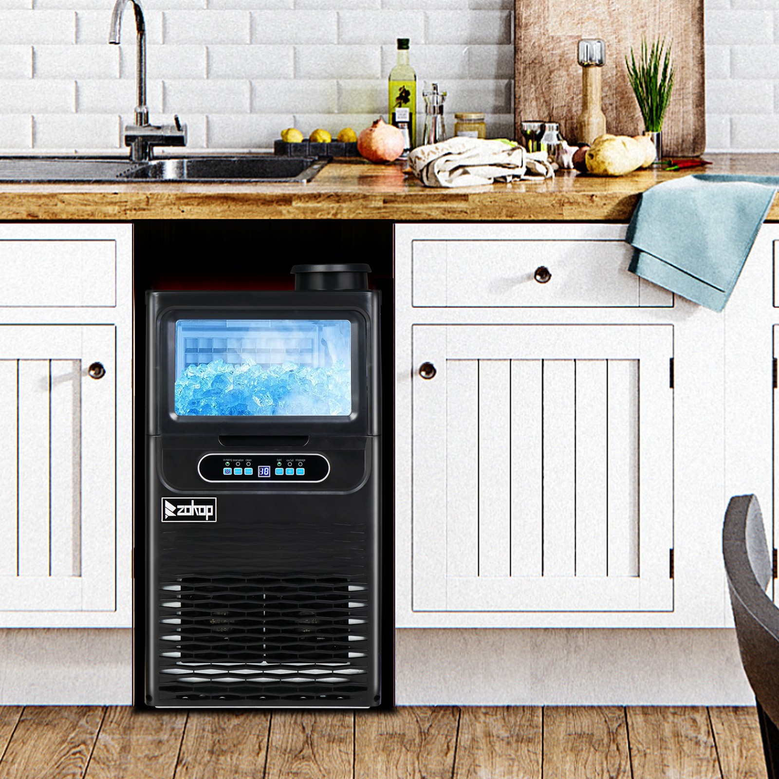 ZOKOP Electric 90lbs/24h Commercial Ice Maker Home Restaurant Bar Cube Machine
