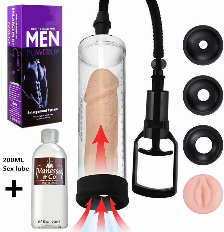 Penis Vacuum Pump Manual Penis Enlarger Enlargement Extend Pump +4 Sleeves+lube