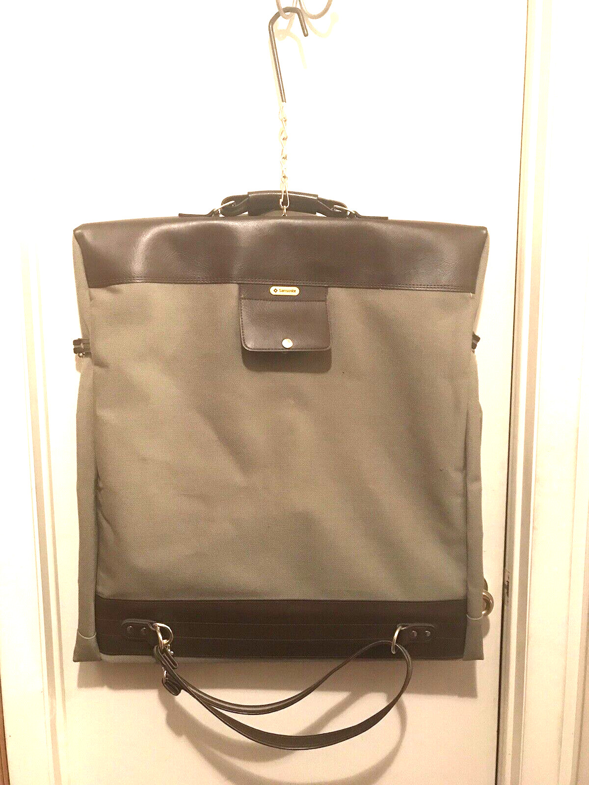 Samsonite Garment BagTweed & Leather Hanging Hand & Shoulder Strap Brown/TN VTG