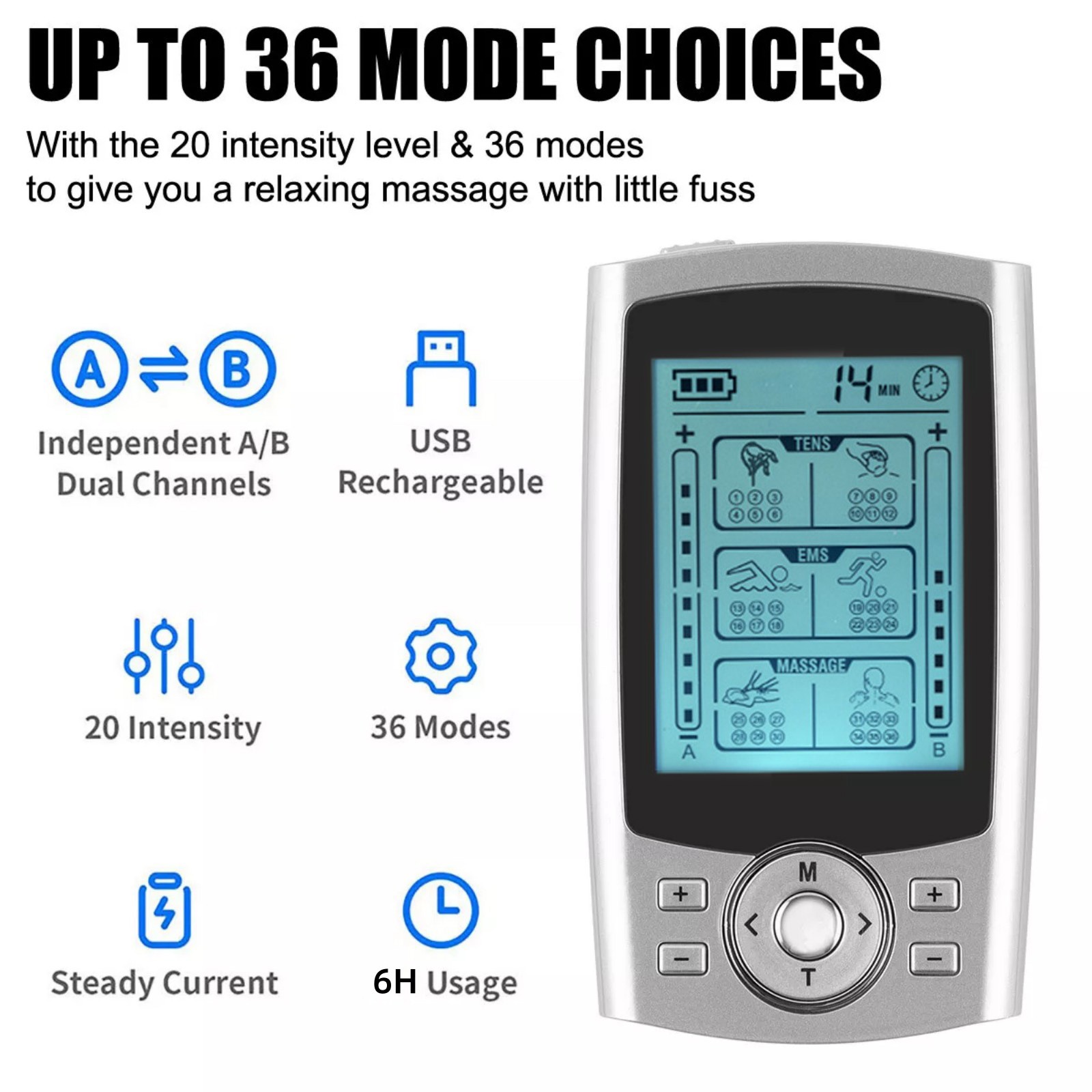 Multifunction Tens Unit Muscle Stimulator Machine Pulse Massager Device