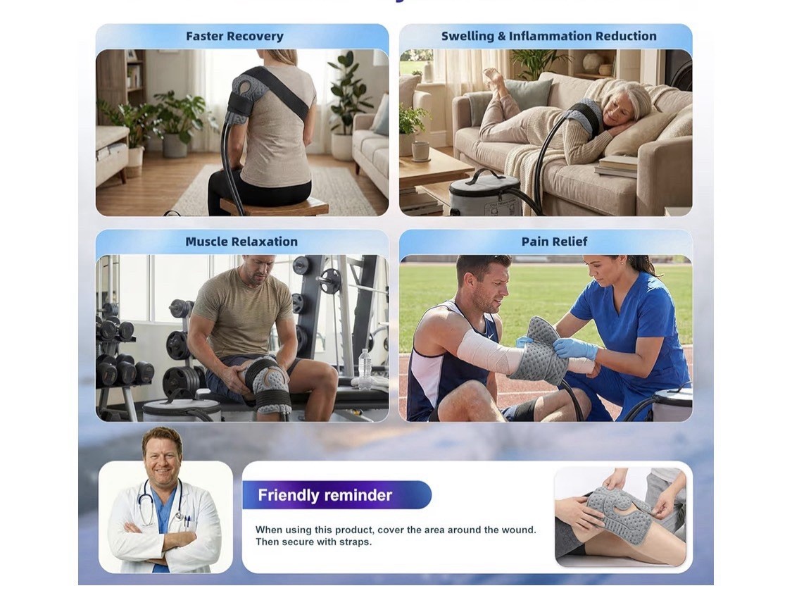 Cold Therapy System with Circulating Cooling Pad, Ultra-Quiet, Leak-Proof, Gray