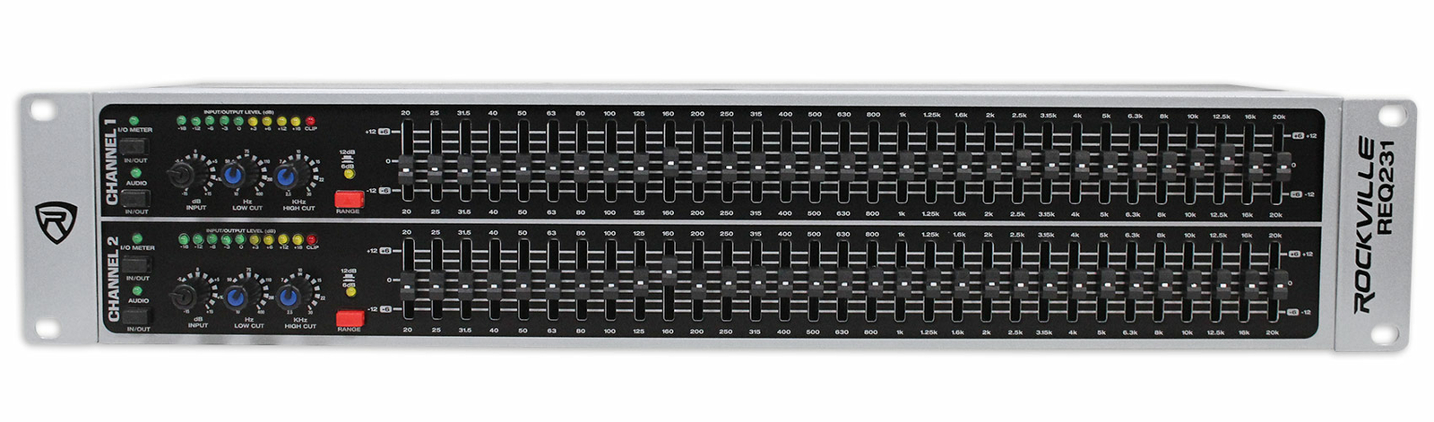 Rockville REQ231 Dual 31 Band 1/3 Octave Graphic Equalizer With Sub-Output!