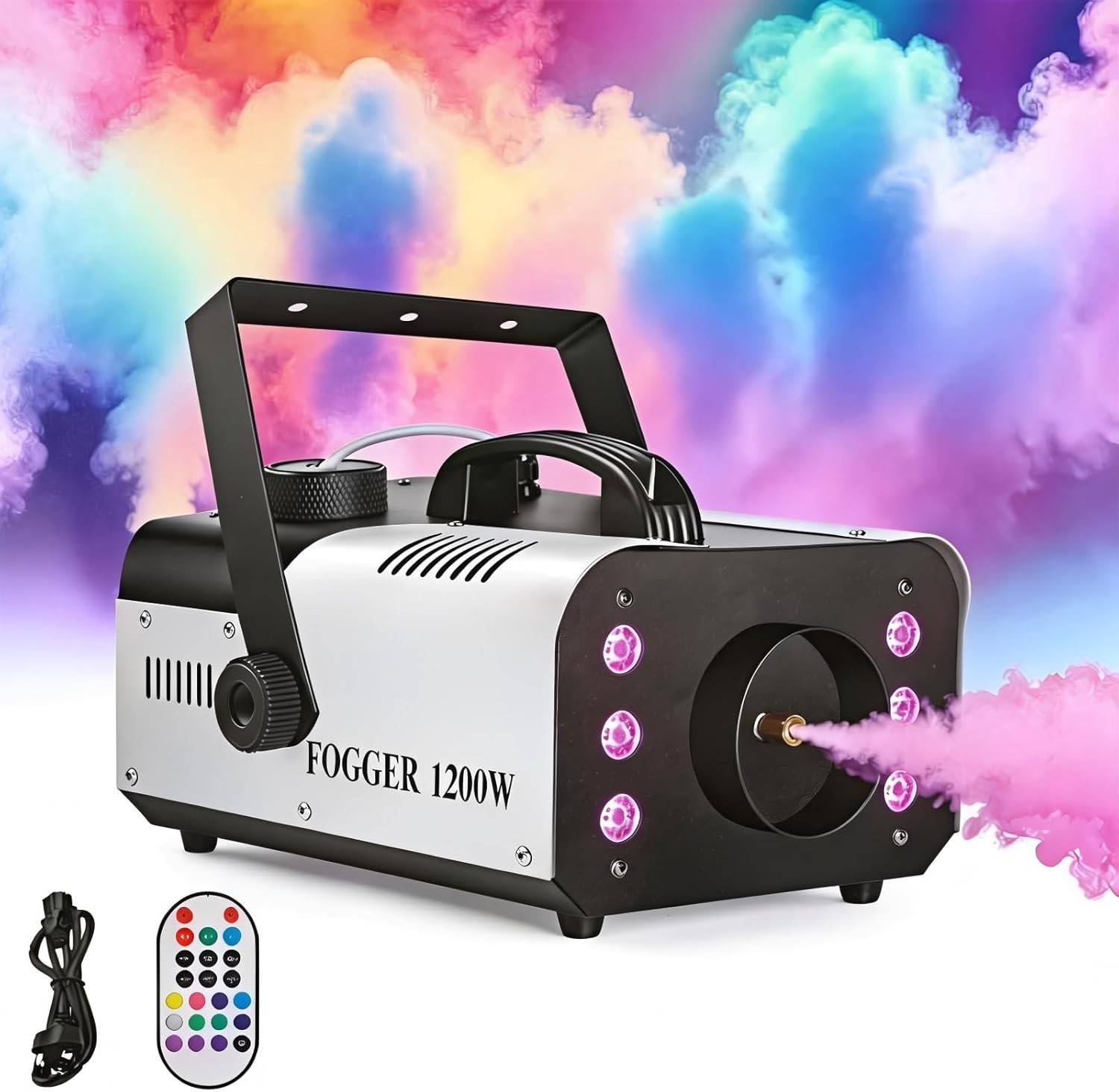 1200W RGB Fog Machine, 6 Colorful LED Lights for Smoke Machine Indoor/Outdoor...