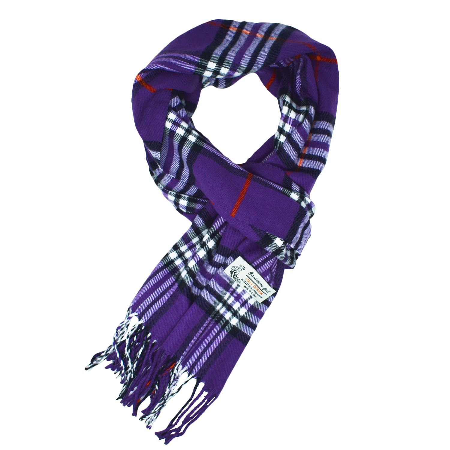 Unisex Classic Tartan Plaid Winter Scarf Soft Cashmere Feel 72"x12" Purple