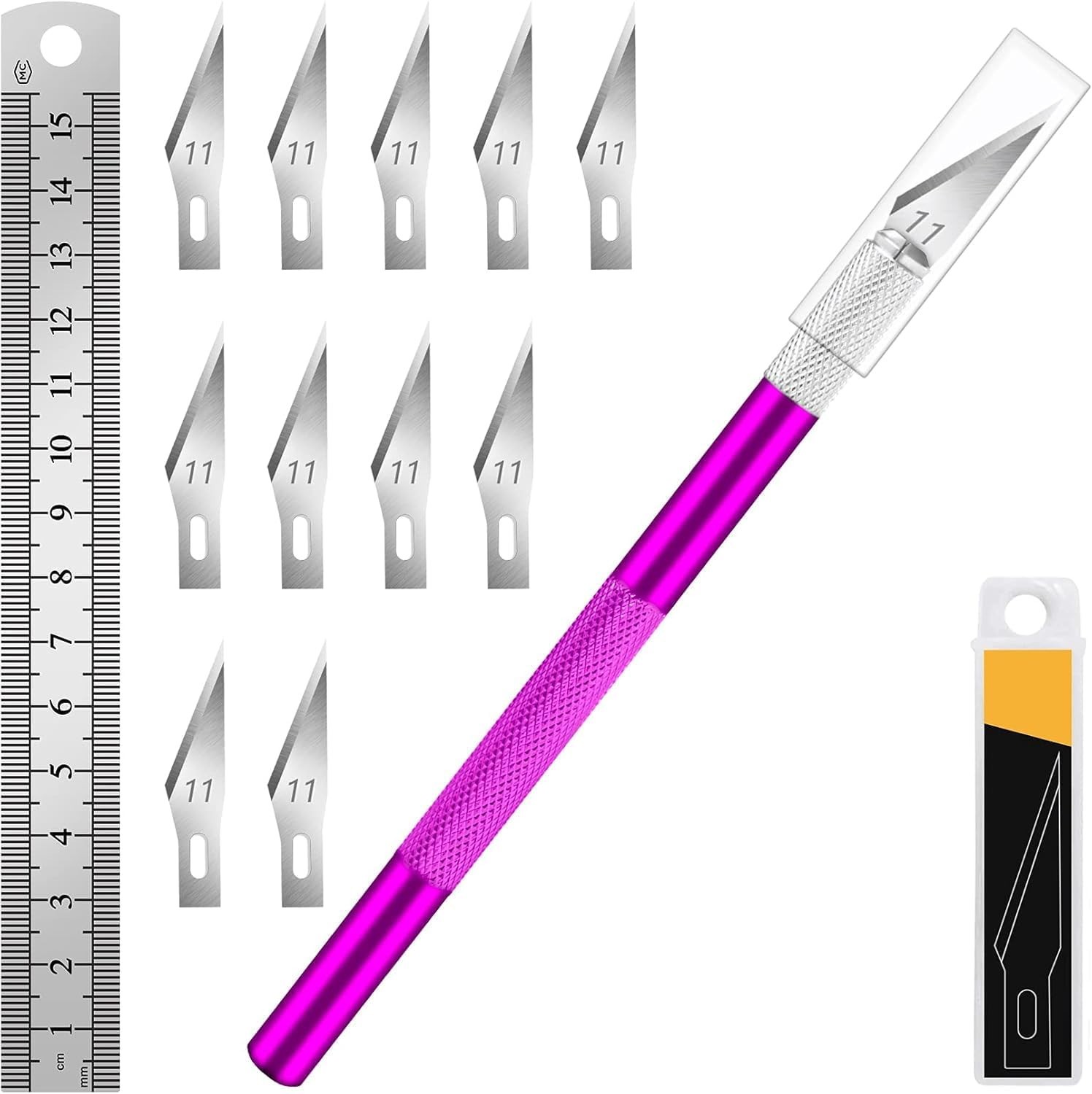 DIYSELF 1 Pcs Craft Knife Hobby Knife with 11 Pcs Stainless Steel Blade Kit