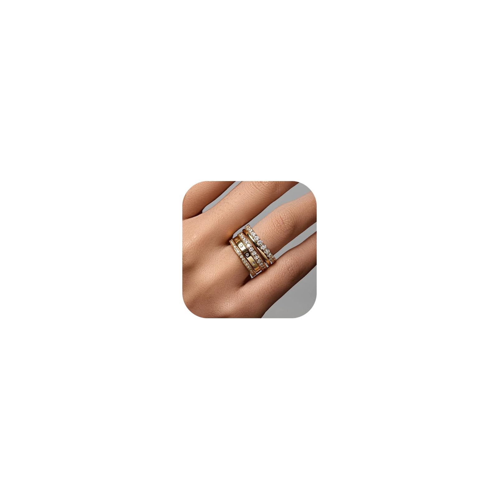 FAXHION Gold Rings for Women Non Tarnish, 14k Plated Dainty 5, gold-1