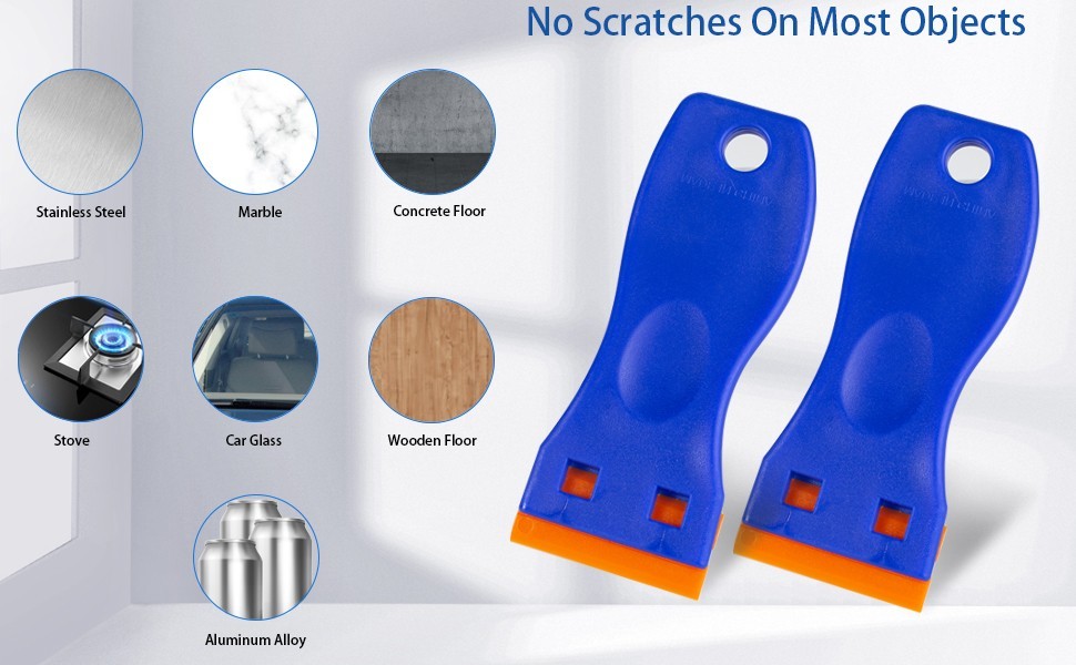 Plastic Razor Blade Scraper Tool, 6 Pcs Razor Scraper with 60 Pcs Plastic Blades