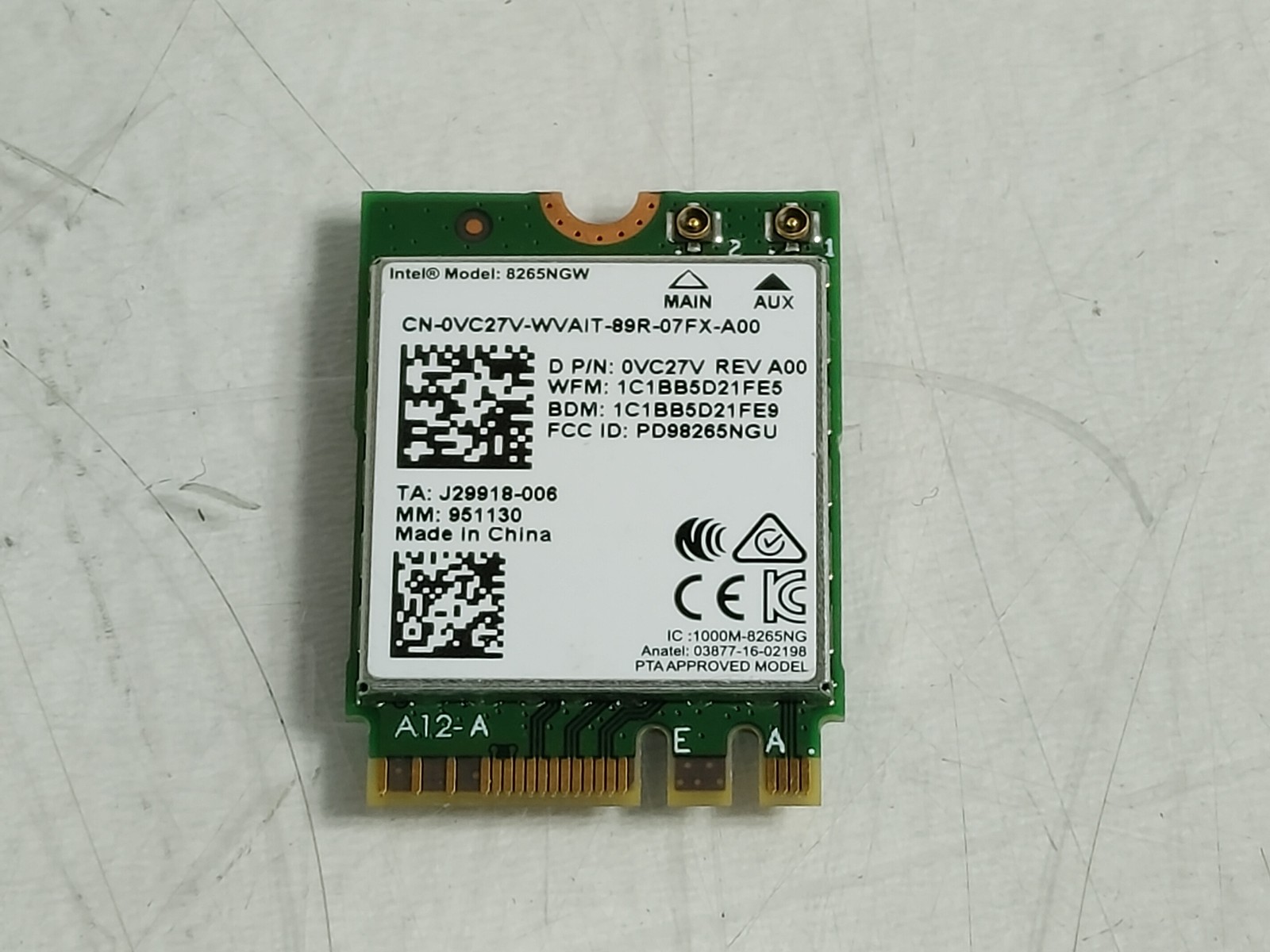 Lot of 2 Dell VC27V Wireless -  AC 8265NGW 802.11ac M.2 WiFi + Bluetooth 4.2