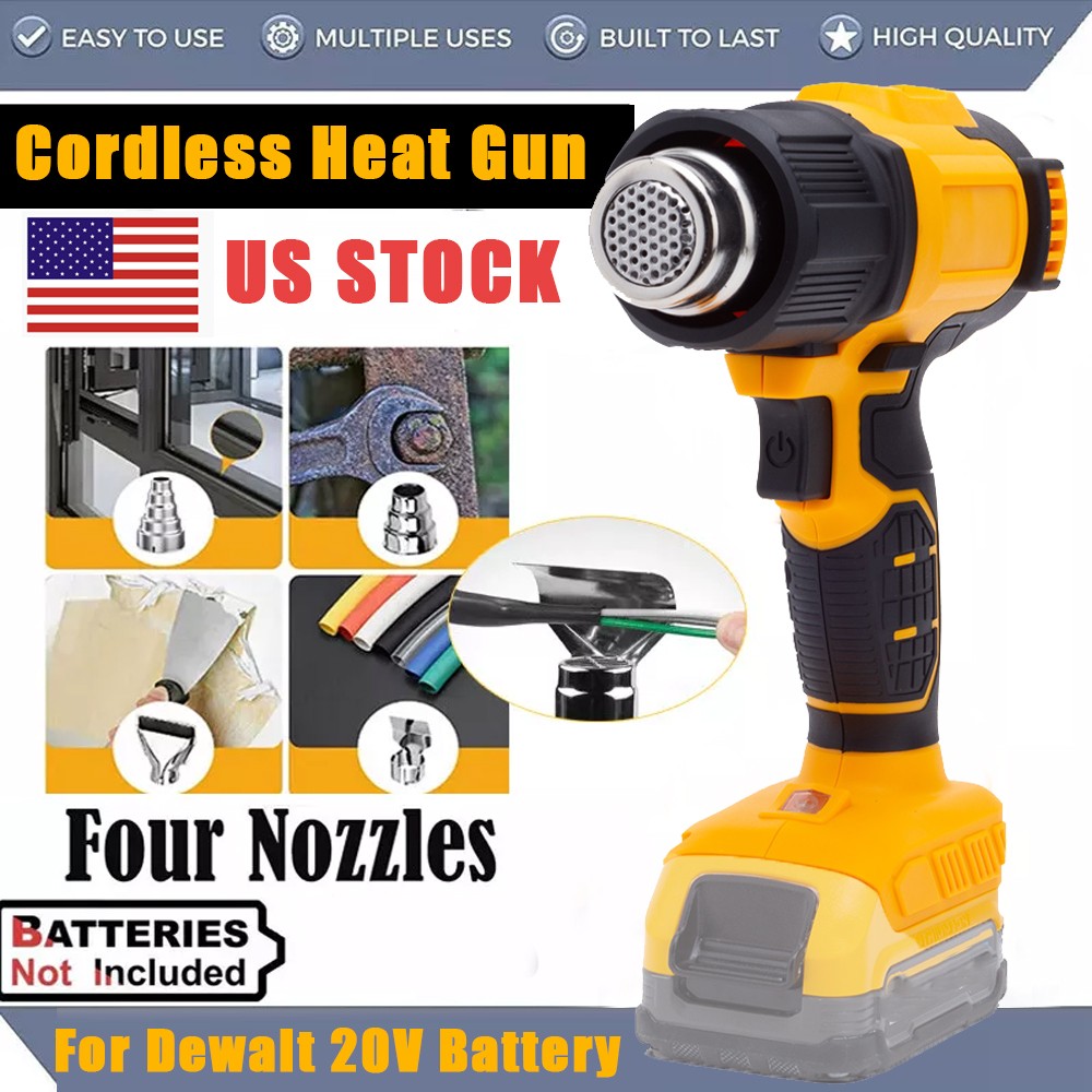 Heat Gun For Dewalt 18V 20V Li-ion Battery Wireless Hot Air Gun With 4 Nozzles