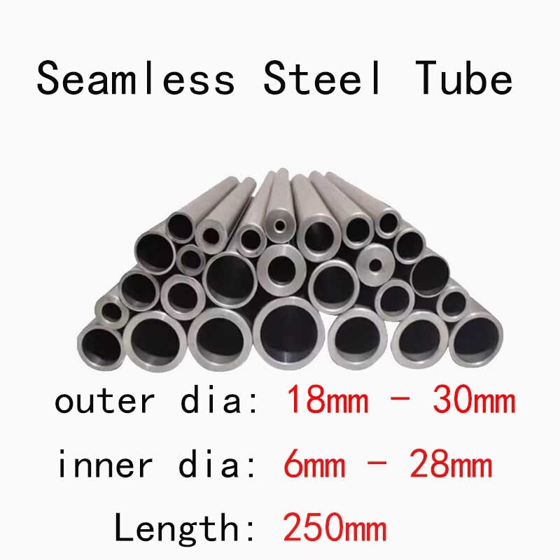 1pcs 250mm Length OD 18mm-30mm ID 6mm-28mm Seamless Steel Tube Hollow Round Pipe