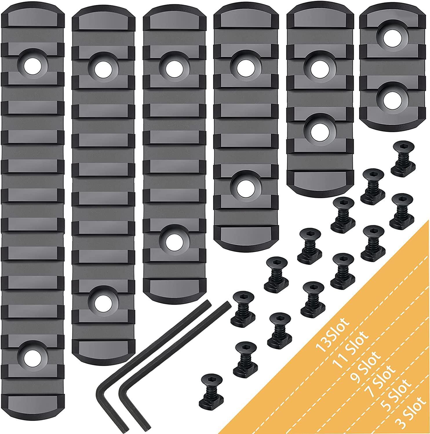 6 Pack Lock Picatinny Rail Aluminum 3/5/7/9/11/13 Slot Set M-lok Picatinny Rail