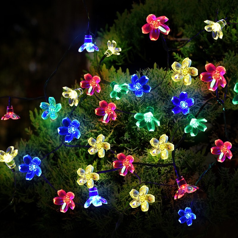 Solar String Lights Flower Garden Lights Outdoor Waterproof Yard Porch Christmas