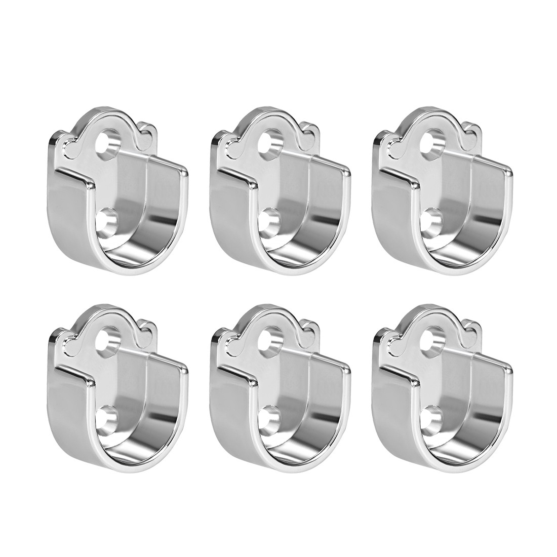 6pcs Zinc Alloy Wardrobe Closet Rod Supports Flange Holder Fit Rod Dia 19mm