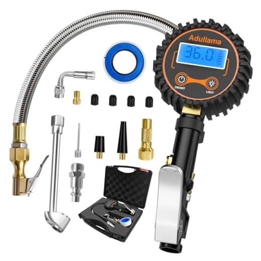 Digital Tire Pressure Gauge with Inflator, 250 PSI Heavy Standard With Case
