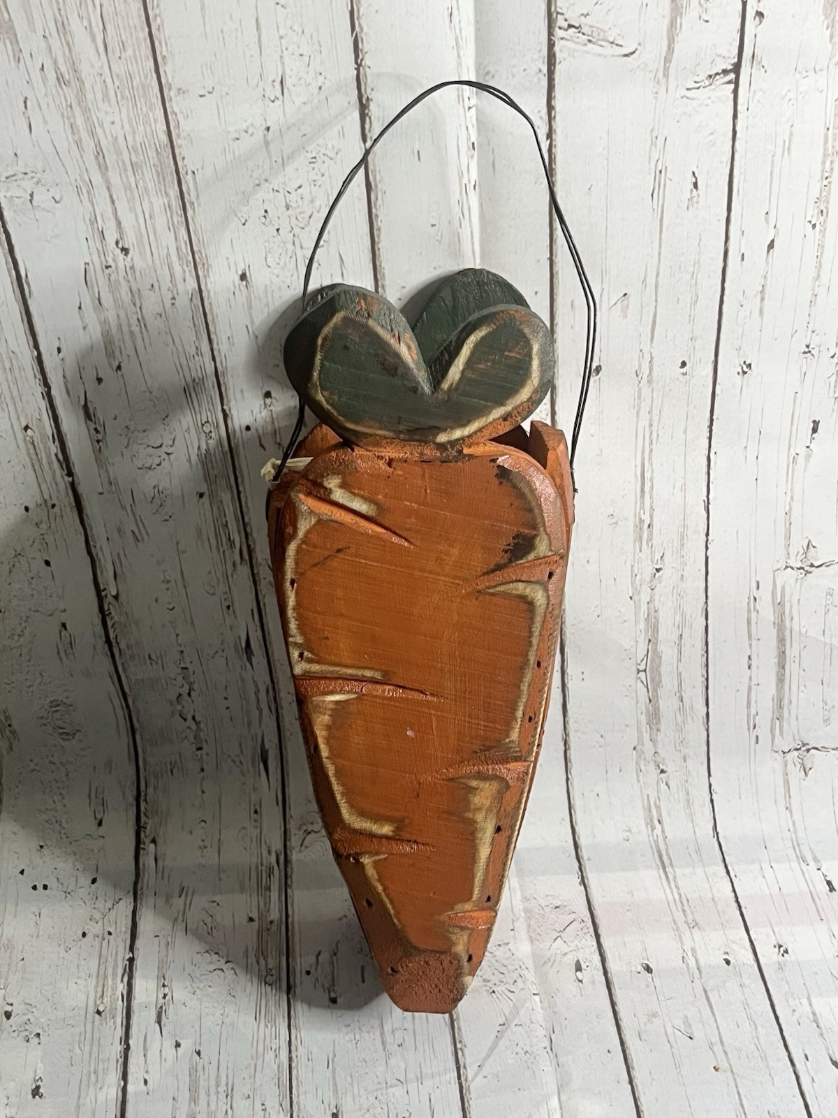 Easter Wood Hanging Carrot Garden Basket Farmhouse Orange Holiday Decor