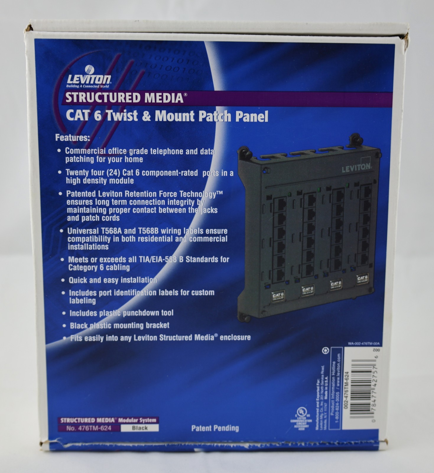 Leviton CAT 6 Twist & Mount Patch Panel - Structured Media - Untested