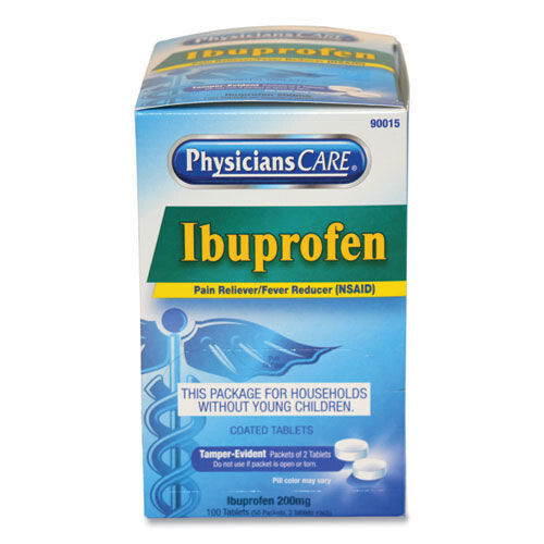 PhysiciansCare 90015 Ibuprofen Medication (100/Box) New