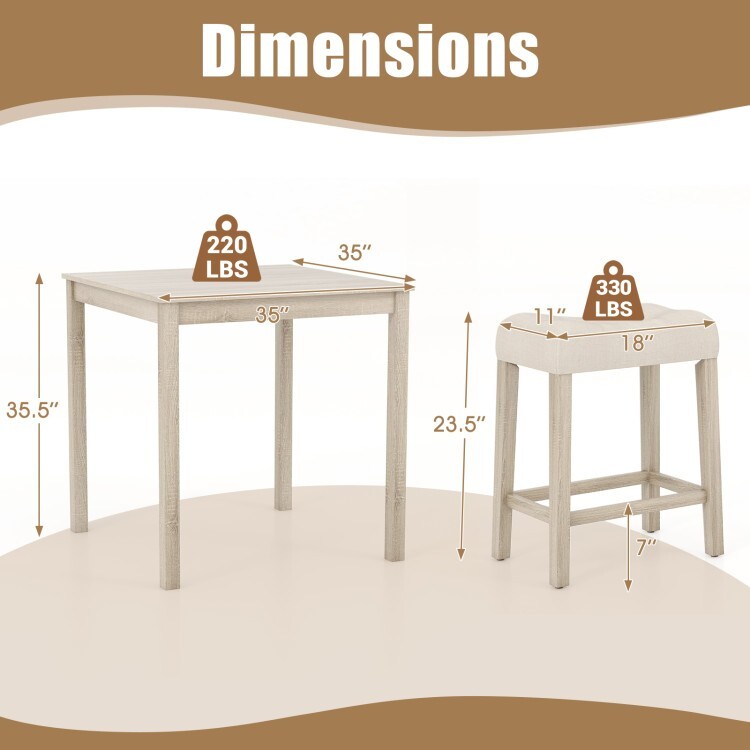 5-Piece Modern Dining Bar Table Set 4-Padded Bar Stools Kitchen Living Room Set