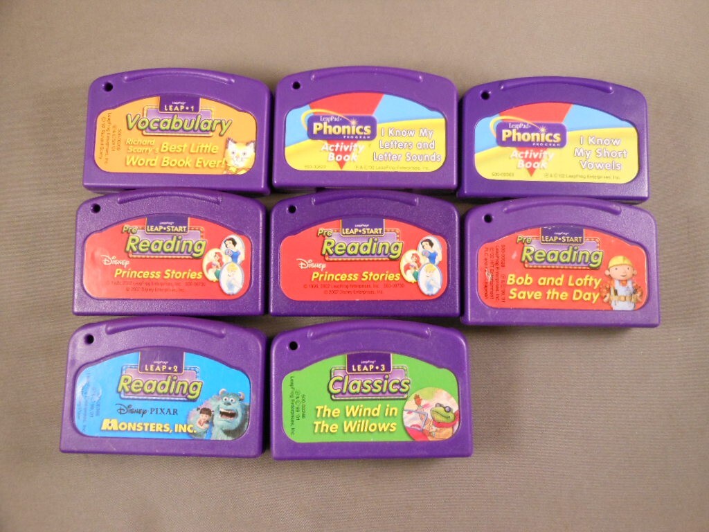 LOT (8) Leappad Leap Start Learning Teaching Phonics Reading Games Cartridges