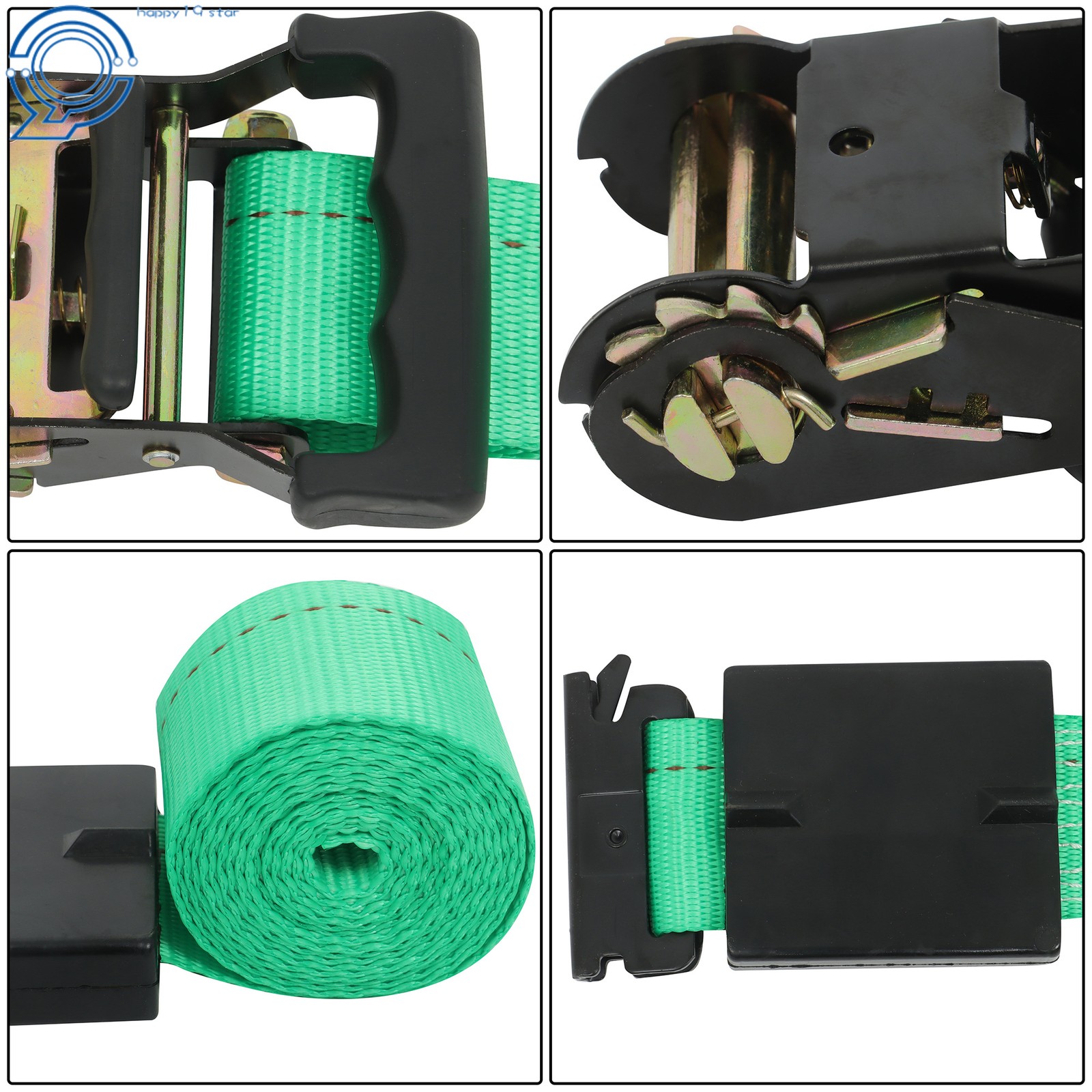 4pcs E Track Wheel Chock+ 2 Pack 2" X 8' E Track Ratchet Straps For ATV UTV