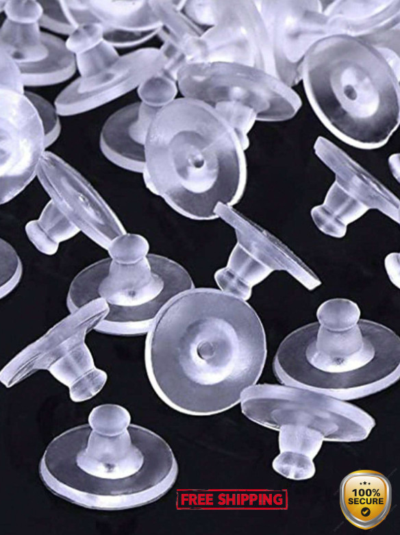 100 Pairs Silicone Earring Backs with Pad – Secure Hold for Heavy Drop Earrings