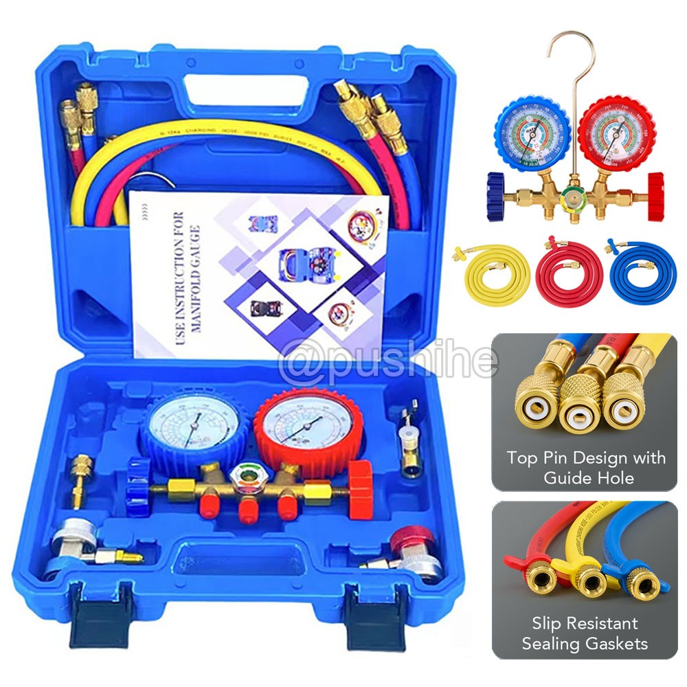 AC Manifold Gauge Set 3 Way For R134A R12 R22 R502  Refrigeration Charging USA