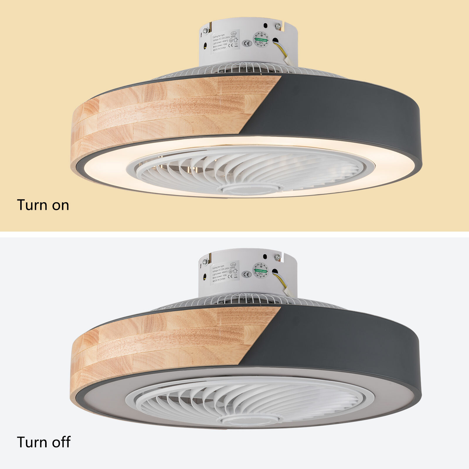 22'' Modern Ceiling Fan with Remote Dimmable LED Light Flush Mount Chandelier