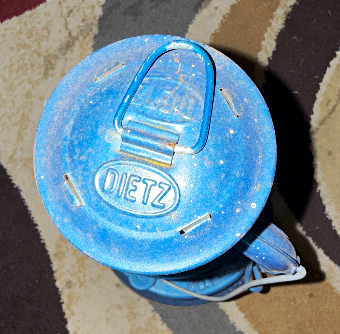 Dietz No. 1 Little Wizard Oil Lantern Blue Hurricane w/ Red Globe