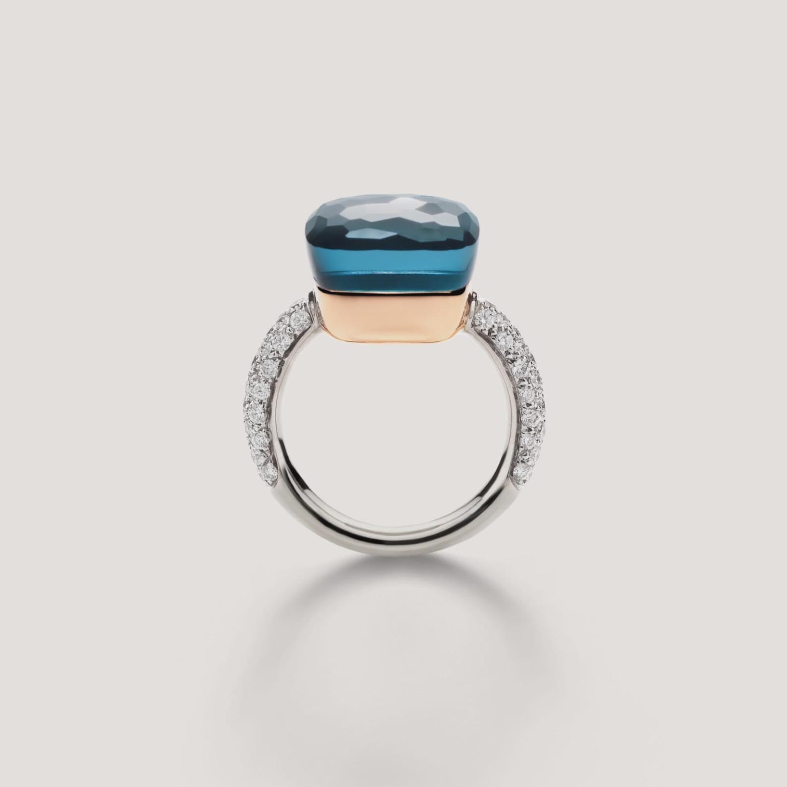 Lab Grown Blue Topaz With Cubic Zircon In 92.5 Sterling Silver