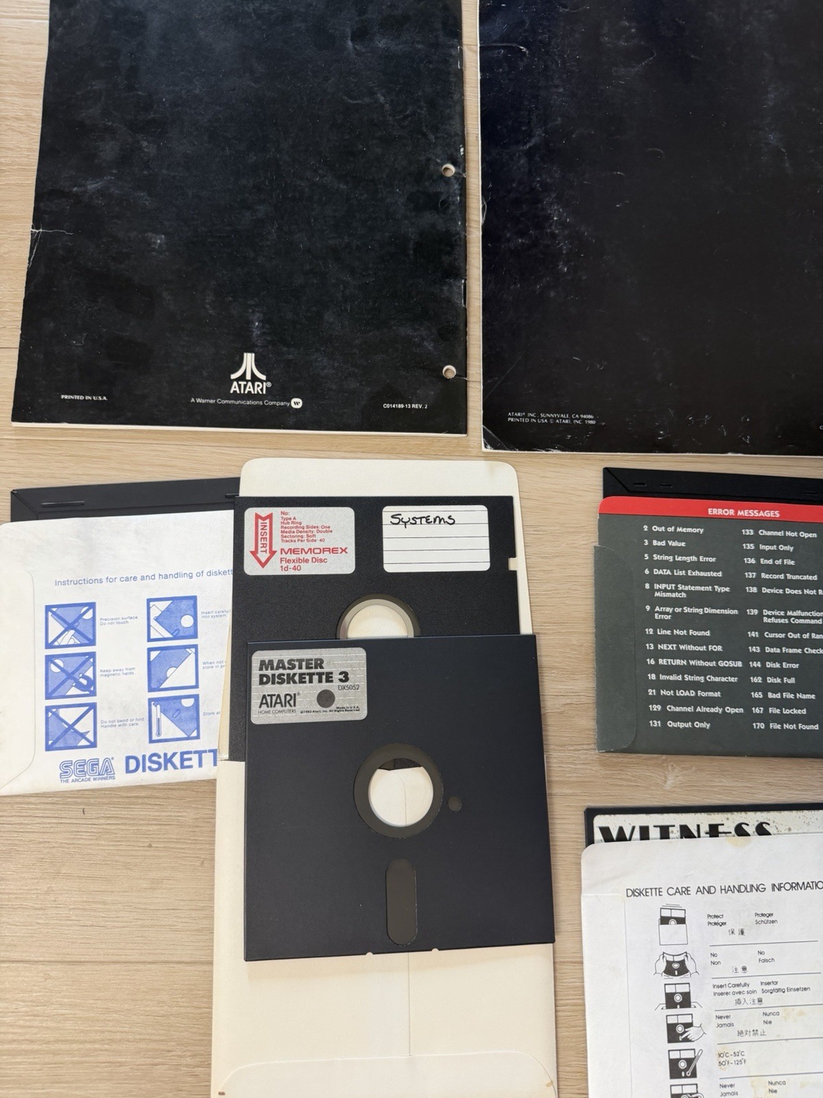 Vintage Atari 400 800 8-Bit Software Disk Manual Lot Mindshadow Witness Untested
