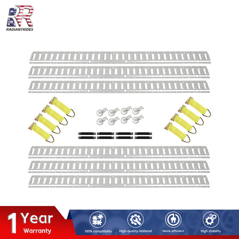 32 Piece 5' Galvanized E Track Rail Set Silver Finish Fit For Enclosed Trailers