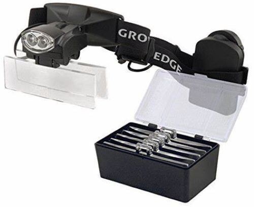 Grower's Edge LED Headband Magnifier with 5 Lenses 1.0X, 1.5X, 2.5X, 3.0X, 3.5X