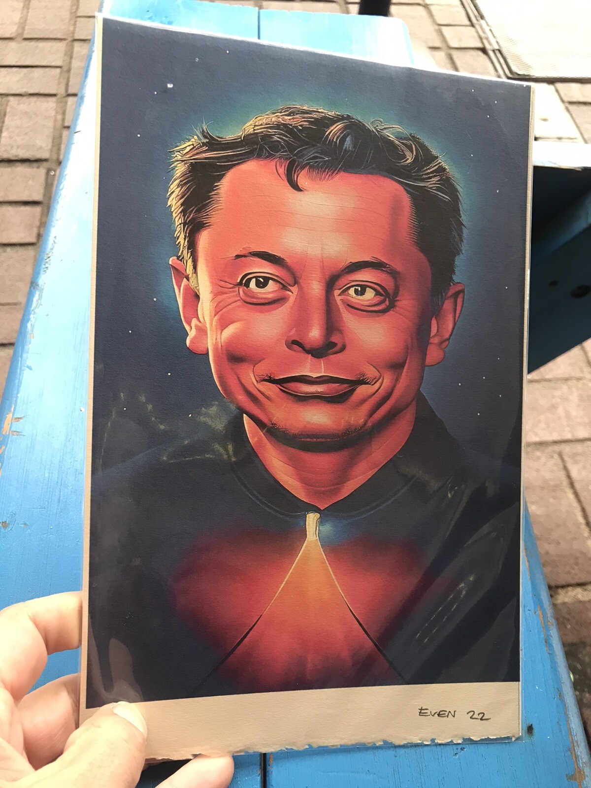 Elon Musk STAR BOY #1 of two Original Prints. Signed By Artist: EVEN 22