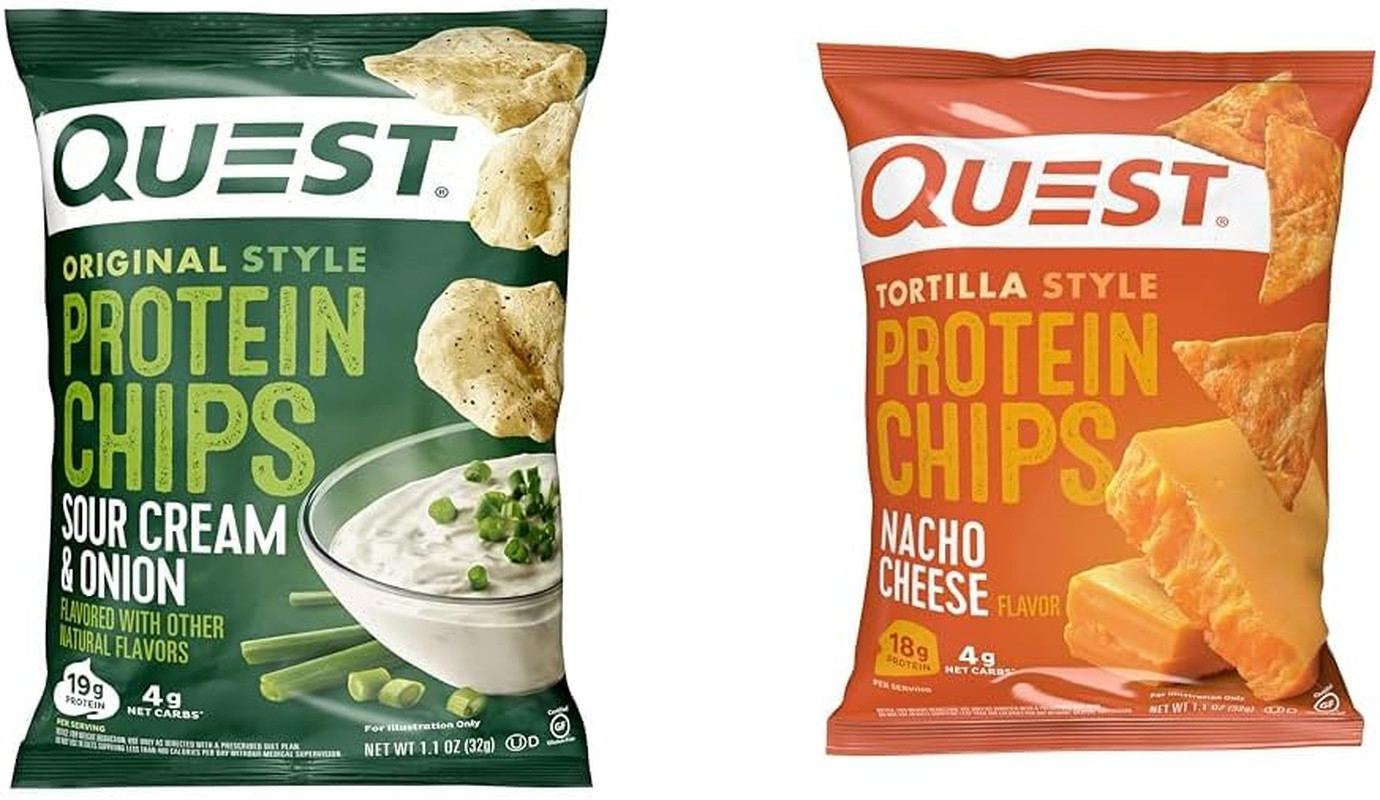 Protein Chips, Sour Cream & Onion, High Protein, Low Carb, Pack of 12 & Tortilla