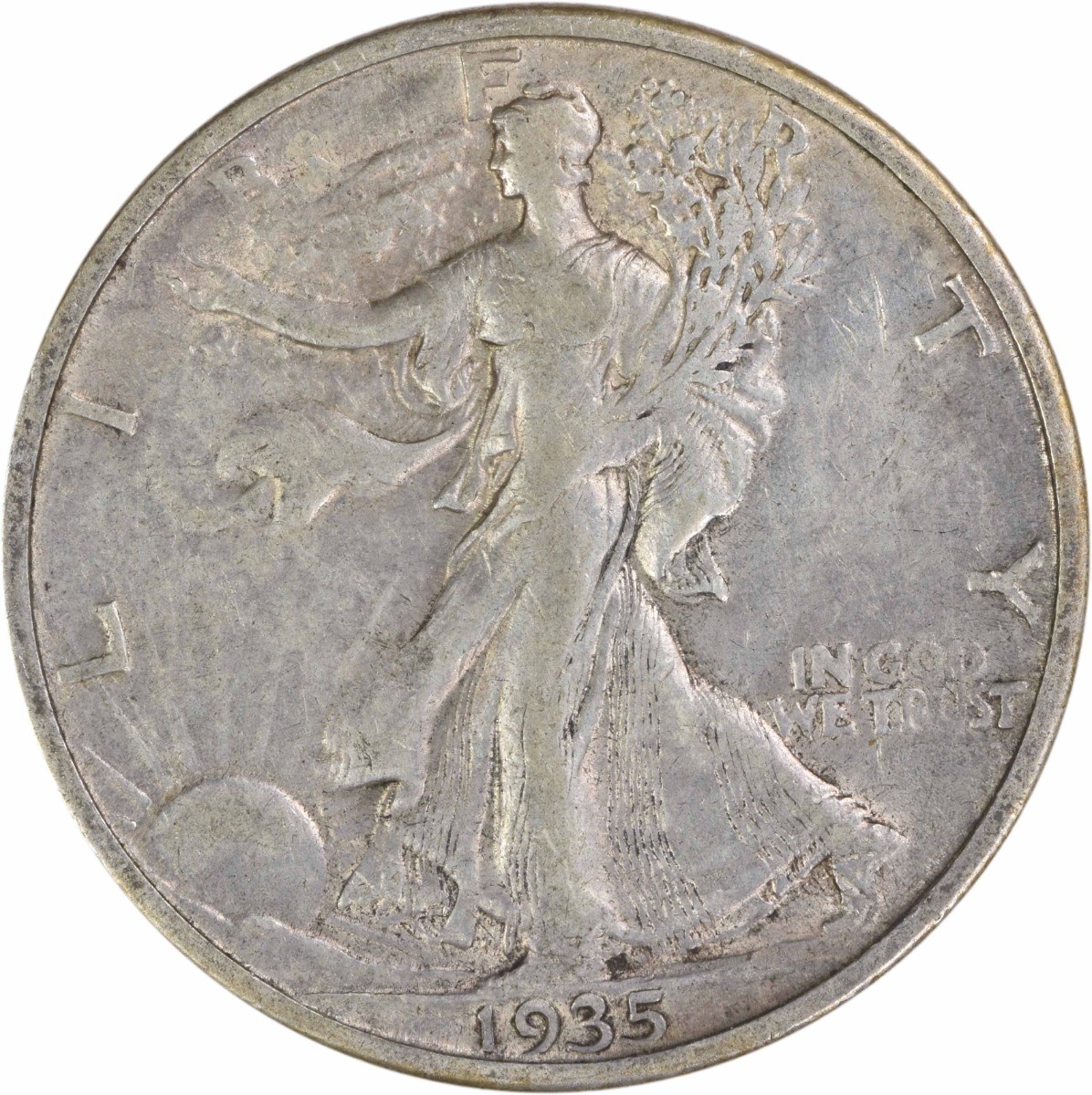 1935-S Walking Liberty Silver Half Dollar EF Uncertified #1049